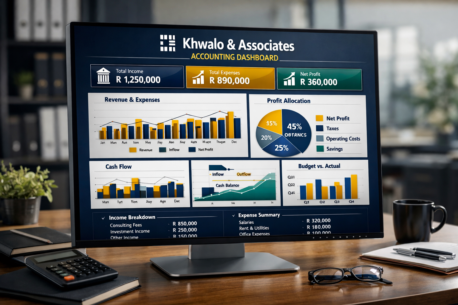 Khwalo and Associates — Professional accounting dashboard and financial reporting